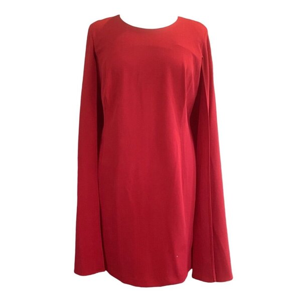 Calvin Klein Sleeveless Crew Neck Attached Cape Carmine Red Knit Dress Size 22W - Picture 3 of 7